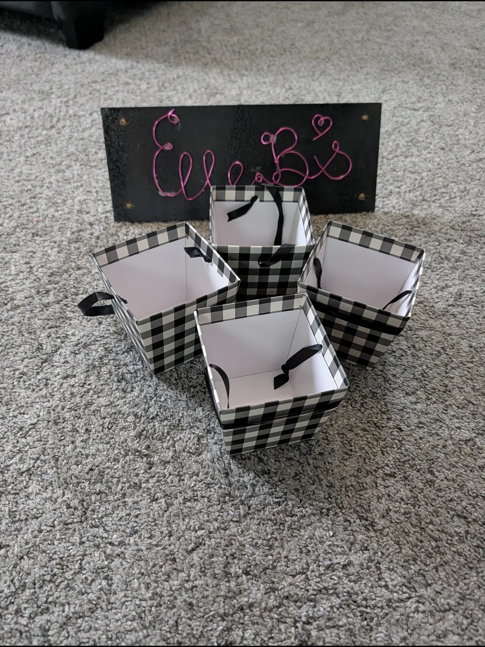 Nwt Buffalo Check Square Gift Boxes - Set of 4